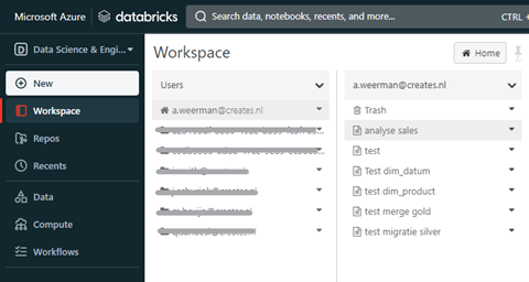 Databricks workspace screenshot 2