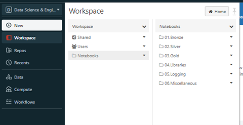 Databricks workspace screenshot 1